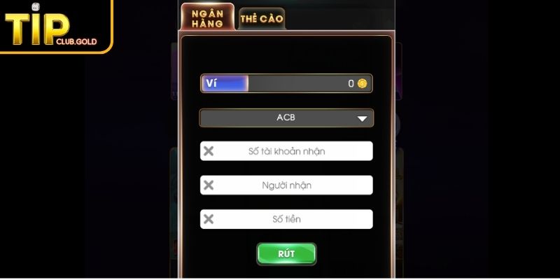 Rút Tiền TIPCLUB Với Hướng Dẫn Và Những Quy Định Quan Trọng 3 Chọn mục rút tiền trên trang chủ